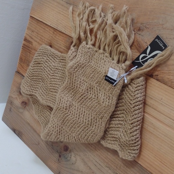 Rampage Tan Super Soft Knit Scarf w/ Fringe OS NWT NEW - Picture 2 of 10